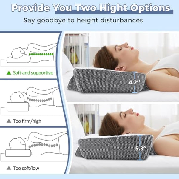 Hydomi Memory Foam Cervical Pillow for Neck and Shoulder Pain: Orthopedic Neck Support Pillows for Sleeping with Hollow Design Ear Pain Free- Ergonomic Bed Bolster Pillow for Side/Back&Stomach Sleeper