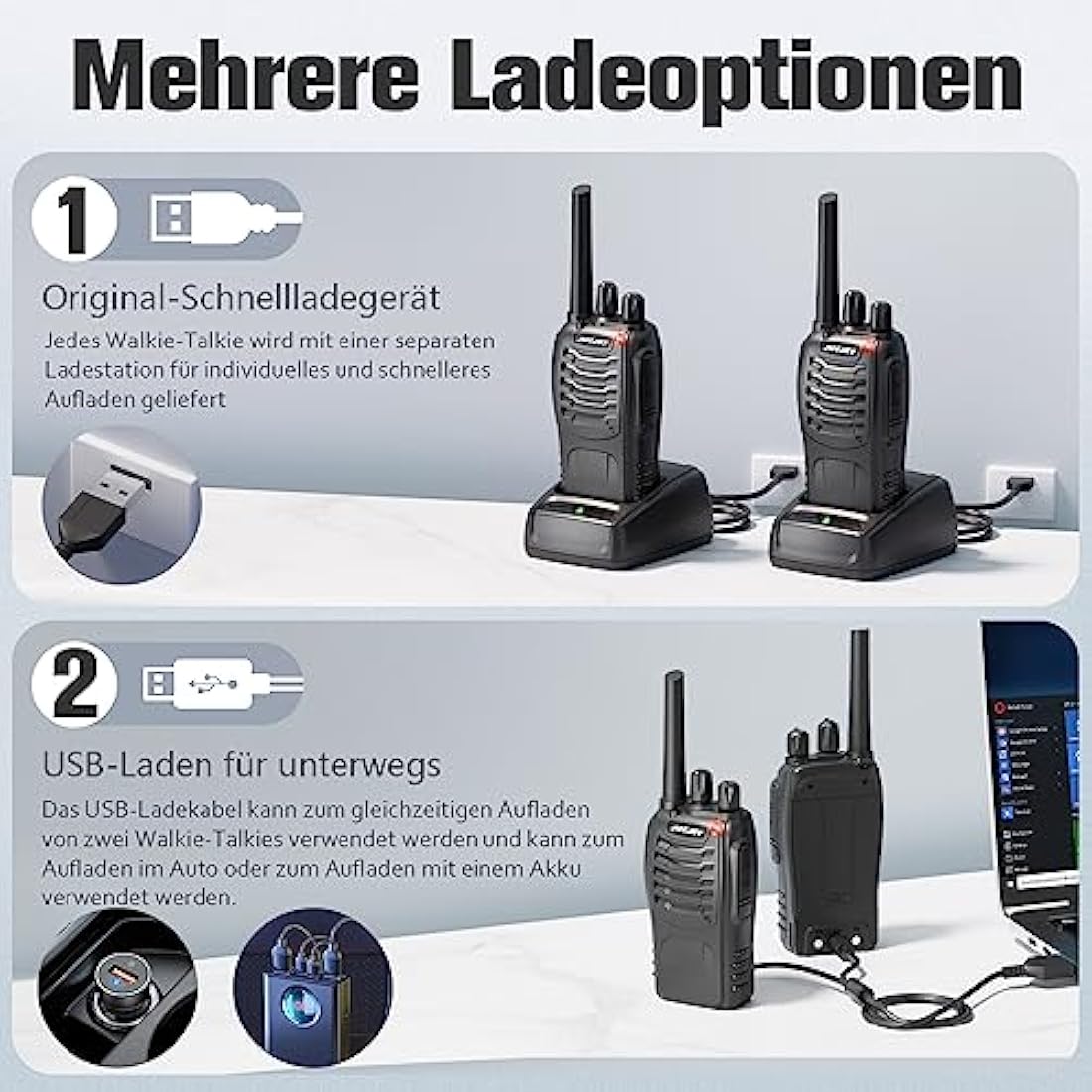 JUCJET 88E Walkie Talkie Long Range, Rechargeable 2 Way Radio for Adults with 16 Channels, VOX, USB Charging Base, PMR446 License-free, Handheld Walkie Talkie Rugged for Rescue, Security (6 Pcs)