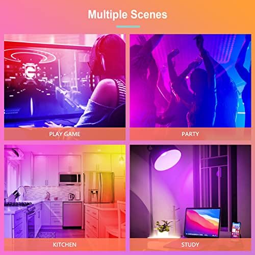 GY A60 B22 Smart Bulb Bayonet Alexa Light Bulbs, 9W 850lm 2700K-6500K RGB Dimmable Colour Changing Compatible with Alexa/Google Home 2.4GHz WLAN,6 Packs