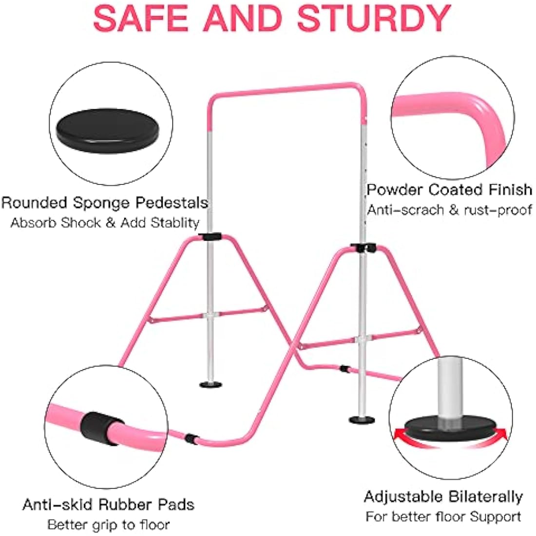 EVERYMILE Gymnastics Bars, Junior Training Kip Bar Gymnastics Equipment for Home,Adjustable Height Folding Horizontal Bar with Gymnastic Rings for Kid