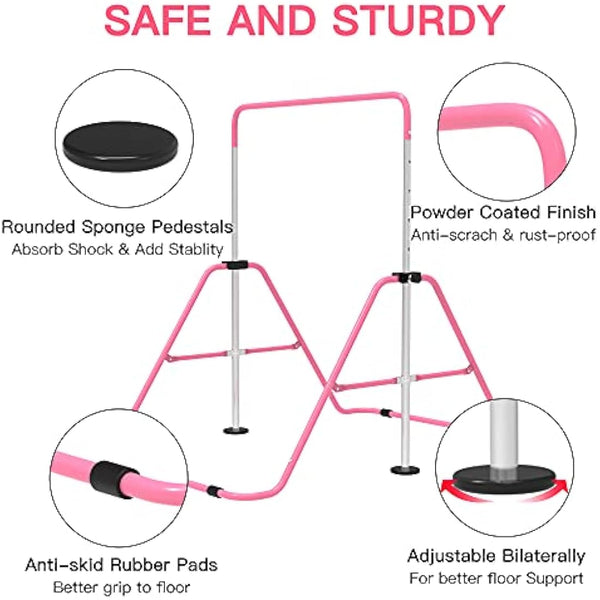 EVERYMILE Gymnastics Bars, Junior Training Kip Bar Gymnastics Equipment for Home,Adjustable Height Folding Horizontal Bar with Gymnastic Rings for Kid