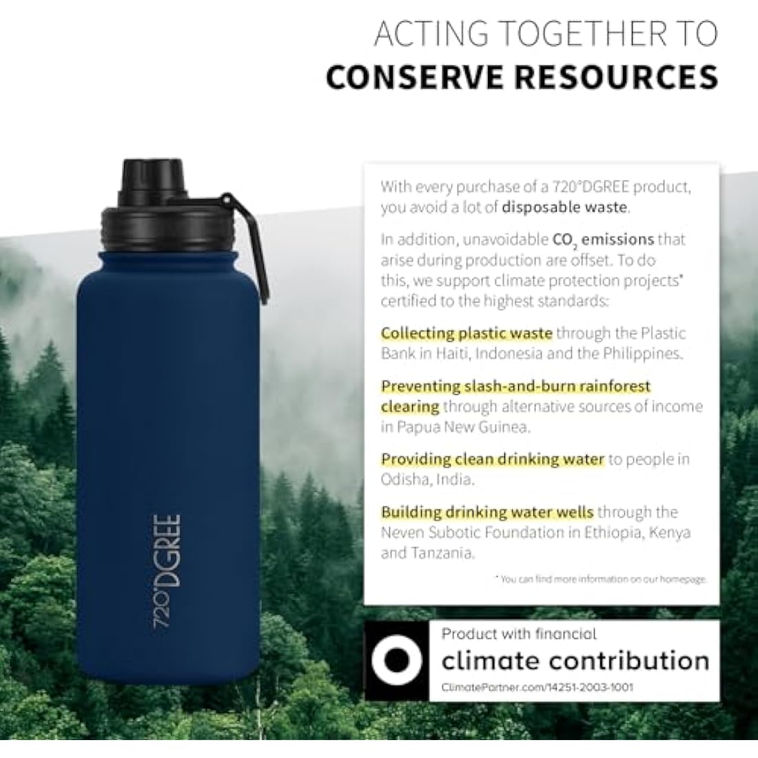 720°DGREE Vaccum Insulated Water Bottle + Infuser “noLimit“ - 950ml - Leakproof, BPA-Free, Thermo Stainless Steel Flask - Carbonated Drinks, Sports, School, Travel, Hiking, Outdoor +Sports-Cap