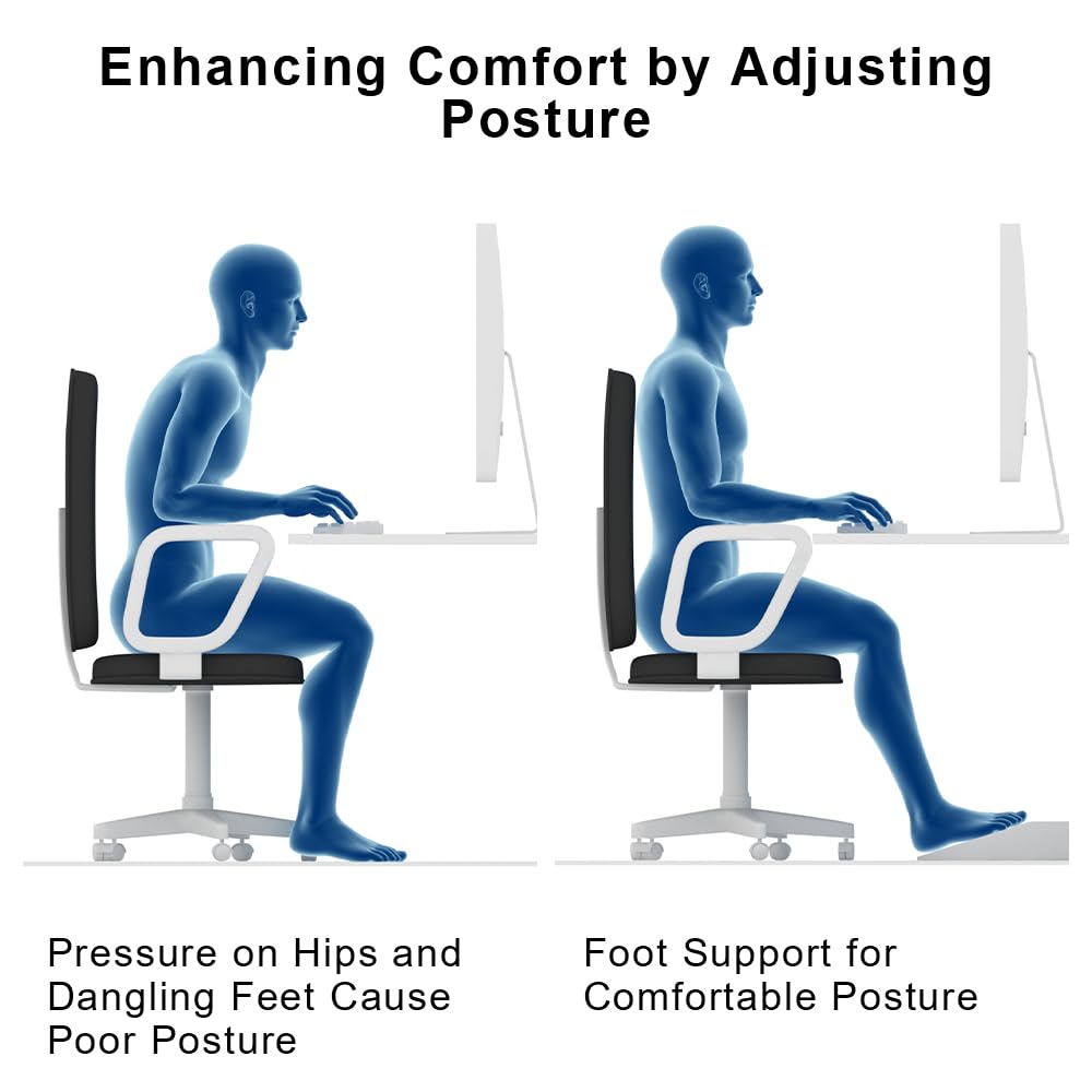 StrongTek Under Desk Foot Rest for Home and Office Chairs, Portable Ergonomic Posture Support for PC Gaming or Work Standing Desks, Slanted Non-Slip