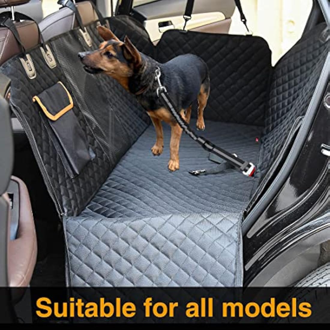 GoBuyer Dog Car Seat Belt for Pet Dogs Safety Harness Travel Accessories in UK, with Adjustable Heavy Duty Nylon and Anti Shock Elastic Bungee Buffer (Orange, Pack of 2)