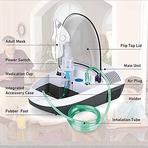 Hangsun Nebuliser Machine for Adults and Kids Compressor Nebulizer Compact Inhaler CN680 with Portable Design and Built-in Storage Box for Home Use