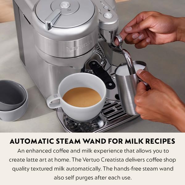 Nespresso - Vertuo Creatista Capsule Coffee Machine with Milk Frother Wand for Cappuccino, Flat White and Espresso by Sage, Brushed Stainless Steel