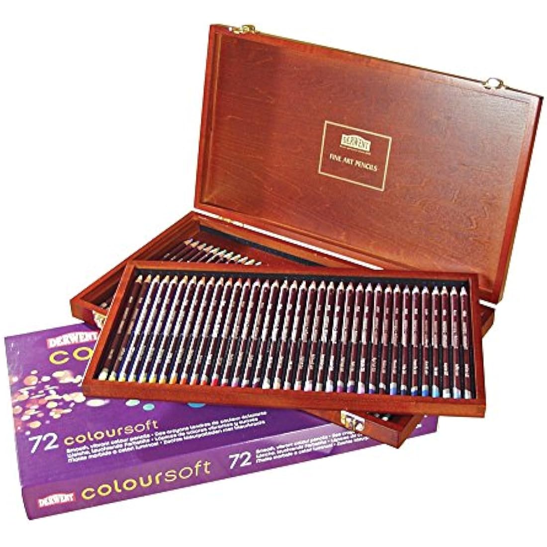 Derwent Coloursoft Colouring Pencils, Drawing & Writing, Set Of 72 In Wooden Gift Box, Ideal For Colour Building, Professional Quality, 0701031