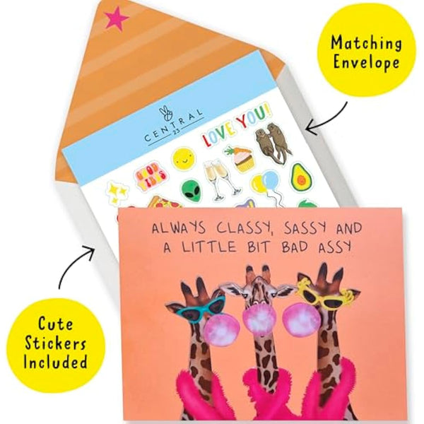 Central 23 Friend Birthday Card Female - Pop Up Birthday Cards For Women - Sassy Giraffe - Funny Pop Up Card For Her - Gifts For Mum Sister Aunt Daughter Best Friends - Cheeky Mothers Day Card For Her