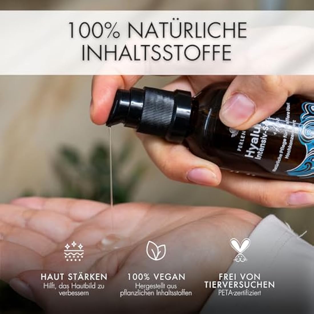 Hyaluronic Acid Intensive Serum with Aloe, High-Dose & Vegan - Anti-Aging Skin Care, Moisturizing Face Moisturiser for Wrinkles, Fragrance-free Natural Cosmetics - Made in Germany by PERLENBUCHT