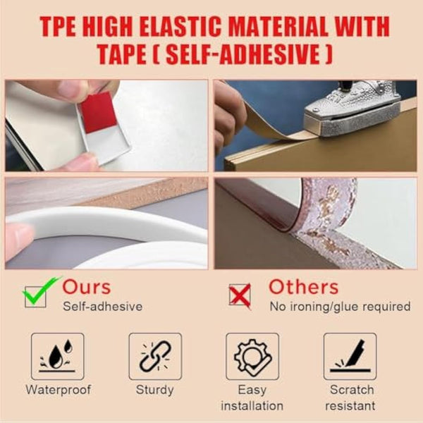 flintronic 5m*16mm U-Shape Flexible Furniture Edge Banding, Baby Safty Baby Edge Protector, Self Adhesive TPE Wood Edging Tape, DIY Furniture Edge Trim for Table, Cabinet, Furniture Restoration