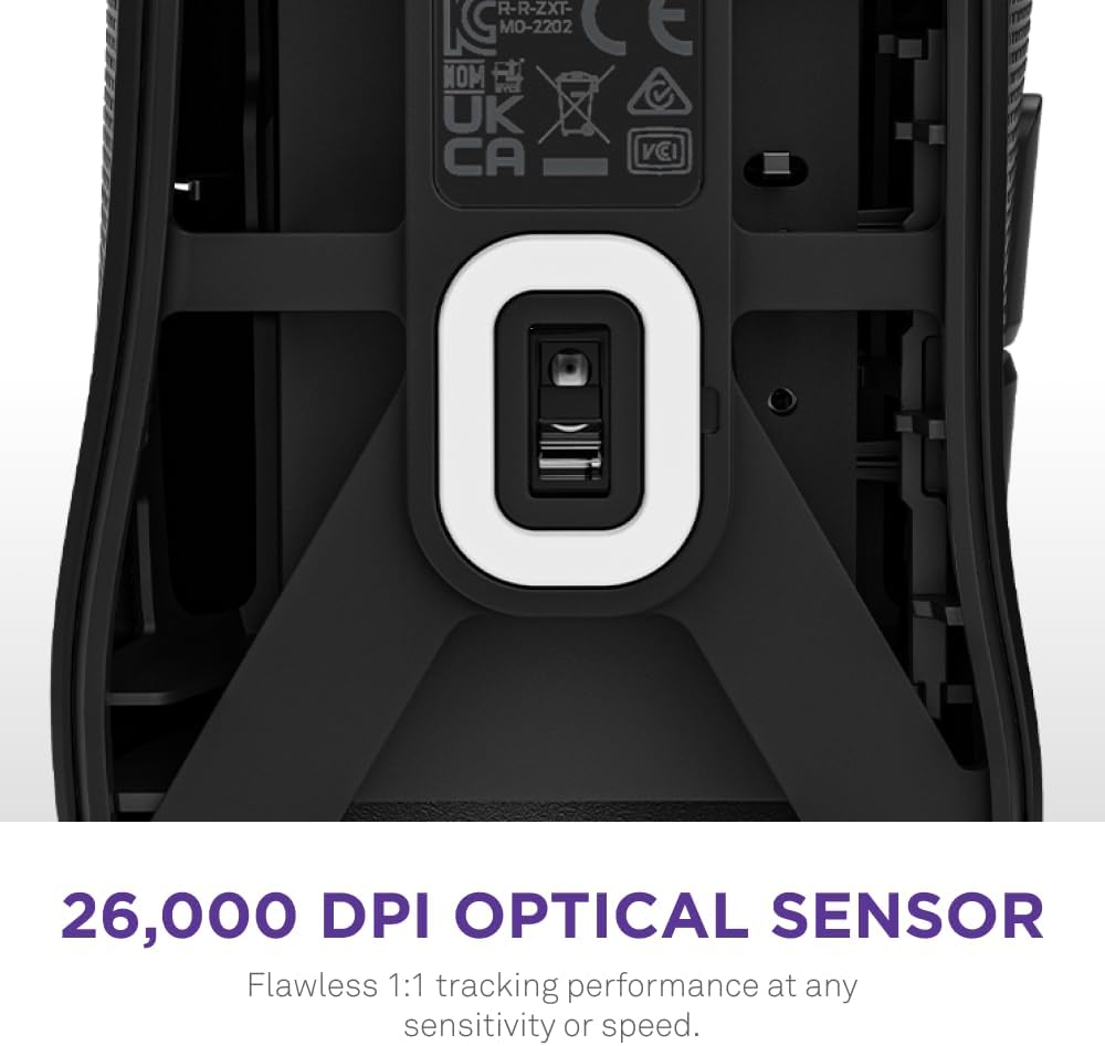 NZXT Lift 2 Ergo | Lightweight Ergonomic Wired Gaming Mouse | Lightweight 61 g Design | 8K Polling Rate | Optical Switches | 26K DPI Optical Sensor | 100% PTFE Feet | Black