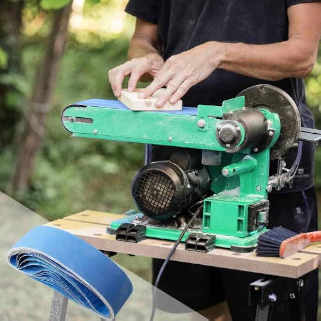 FEIHU Metal sanding belt kit. 100 x 915mm Sanding belts, zirconium corundum/brown corundum belt, 60/80/100/120/240/320 per 2 grit. Sander belts (12 pieces)