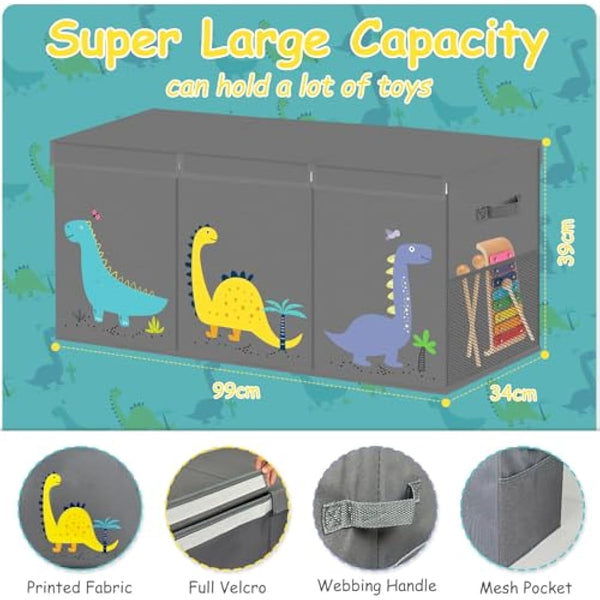 Extra Large Toy Box Storage for Boys Girls - Collapsible Toy Chest Organizer for Kids,Toy Bin Container with Lid and Handles for Clothes,Blanket,Nursery,Playroom,Bedroom,Stuffed Animals,Quilt (Grey)