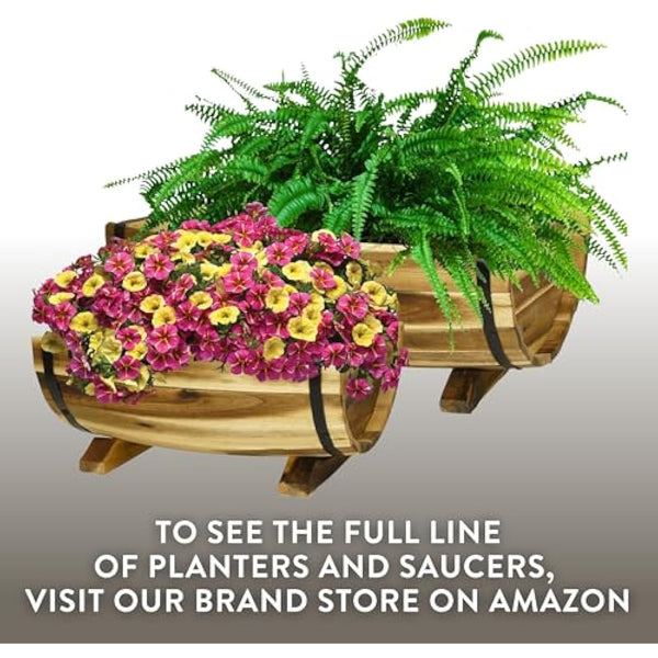 Classic Home & Garden Planters, Acacia Metal Oak Wood, 1 Pack