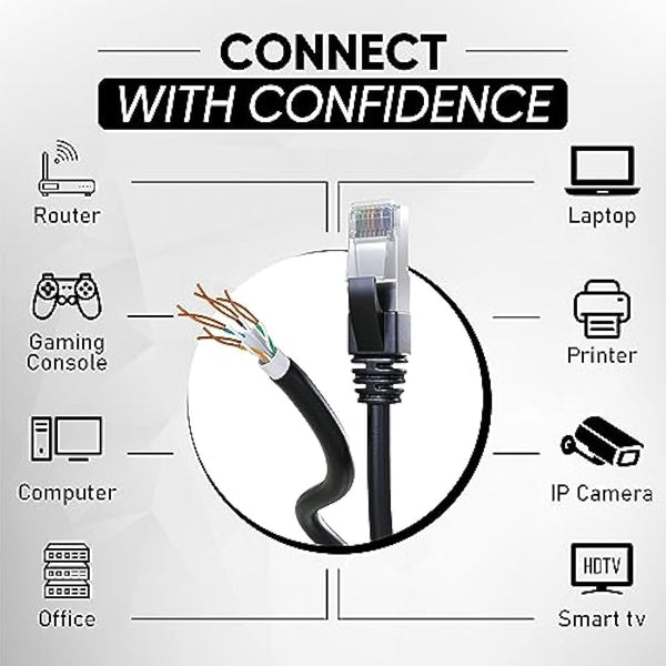 Mr. Tronic Outdoor Waterproof Cat 6 Ethernet Cable 100m, High Speed LAN Ethernet Network Cable, Bulk Cat6 Internet, 1 Gbps, 250 Mhz, ADSL AWG24, UTP CCA (100 Meter, Black)