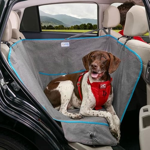 Kurgo Heather Half Hammock, Dog Car Seat Protector, Waterproof & Stain-Resistant, Secure Fit, Charcoal Grey