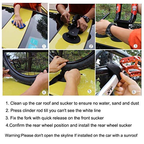 ROCKBROS Suction Bike Rack Car Roof Bike Rack Bicycle Carriers for Cars Roof Bicycle Holder Roof Mounted Quick Release Aluminium Alloy with Sucker