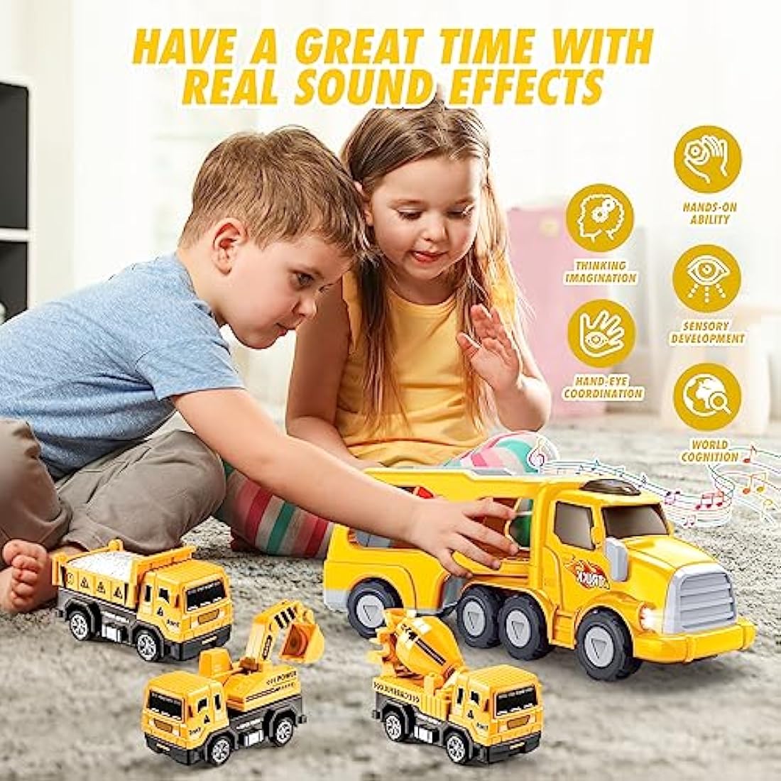 EUTOYZ Toys for 2 3 Year Old Boy, Toy Cars Construction Toy for 2-6 Year Old Boy Toy Age 1-6 Digger Truck Toy Birthday Easter Gifts for 1-6 Year Olds Boy Car Toys Age 1-6 Year Old Toddlers Cars
