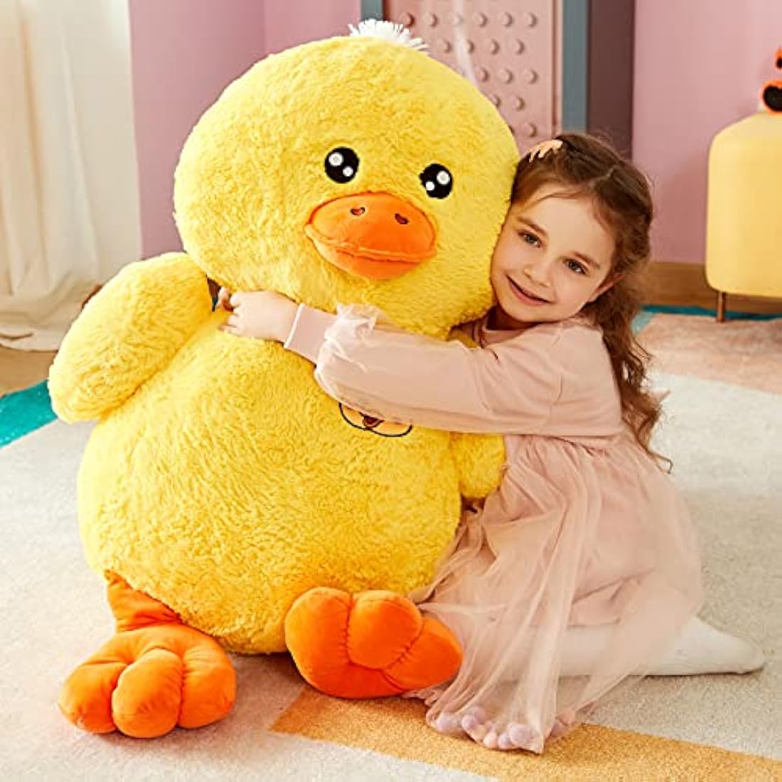 IKASA Large Duck Stuffed Animals Giant Soft Plush Toy,50cm Cute Huge Jumbo Kawaii Fluffy Plushy Big Size Duck Fat Oversized Plushie,Gifts for Kids