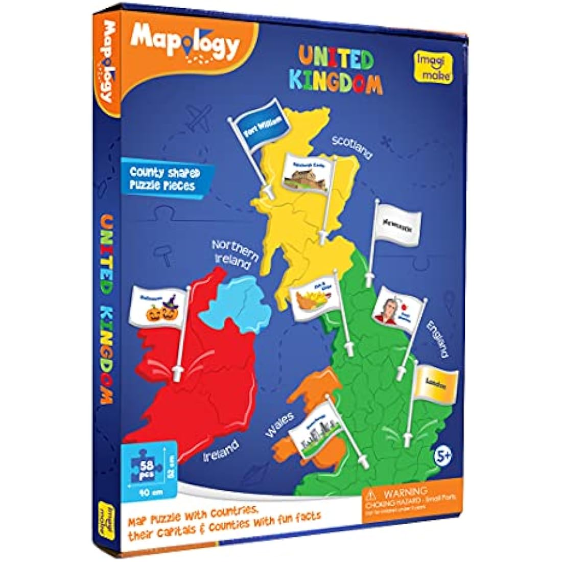 Imagimake Mapology United Kingdom Jigsaw Puzzle for Kids | Flags with Capitals & Fun Facts | Geography Educational Toys & Games | Birthday Gifts for Kids, Boys & Girls Ages 5 6 7 8 9 10 11 12 Years