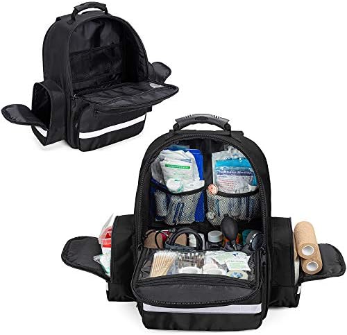 Trunab First Responder Bag Trauma Backpack Empty, Medical Emergency Kits Storage Jump Bag Pack for EMT, EMS, Police, Firefighters, Safety Officers - Patented Design