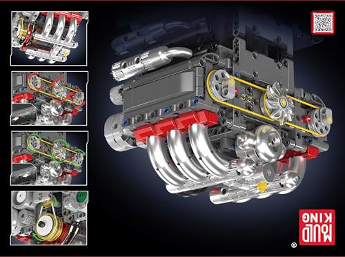 Mould King 10193 Engine Building Blocks Toy Kit, Boxer Engine Clamping Blocks Construction Kit Model, Toy Gift Collectibles for Adults Boys Girls(609 Pieces)