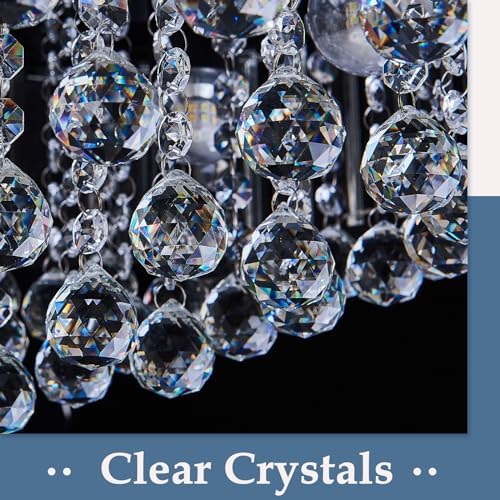 EOPSPYI 6-Lights Modern Crystal Chandelier Bronze Metal Semi Flush Mount Ceiling Light Fitting Round Ceiling Light for Dining Room Living Room Bedroom Bathroom Kitchen