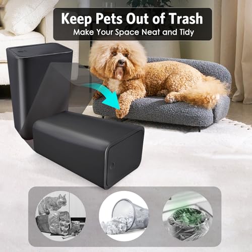 Kssvzz 3 Pack Small Bathroom Bin with Lid, 10L Plastic Touch Top Bedroom Bin, Slim Toilet Bin Anti-Odour, Square Waste Bin for Kitchen/Office, Fits Under Sink/Desk/Cabinet (Black)