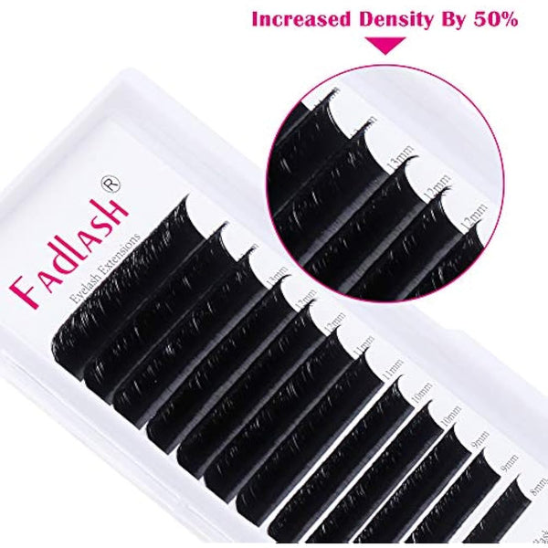 Fadlash Easy Fan Lashes D Curl 0.07 8-14mm Mixed Length Russian Lashes Natural Look Self Fanning Eye Lashes Automatic Blooming Russian Eyelashes Extensions(0.07-D-814)