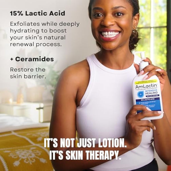 AmLactin Rapid Relief Restoring Lotion + Ceramides, 14.1 Ounce with Pump, Paraben Free