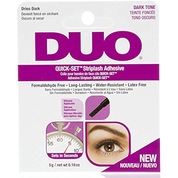 Duo Quick Set Dark Lash Glue, Striplash Adhesive, Latex Free, Rapid Dry, Easy Use, Dries Black, False Eyelash Glue, 5 g, (Pack of 1)