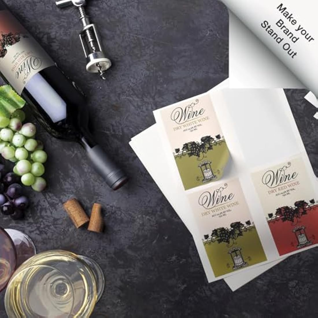 Evergreen Goods 100 Sheets A4 Waterproof Vinyl Sticker Paper, Self-Adhesive Glossy White PVC Sticker Sheets | Inkjet & Laser Printable, Perfect for Custom Labels, High-Resolution Stickers & DIY Crafts