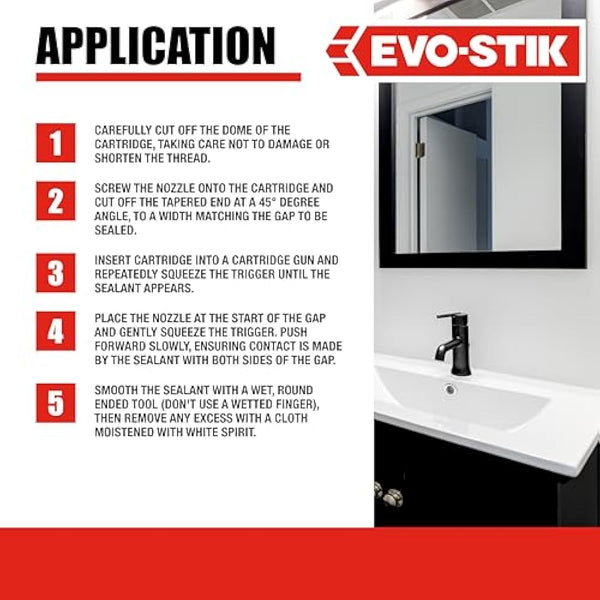 EVO-STIK All Purpose Clear Silicone Sealant – Shower and Bathroom Sealant, Anti Mould, Waterproof, Suitable for Interior and Exterior Use, 280ml