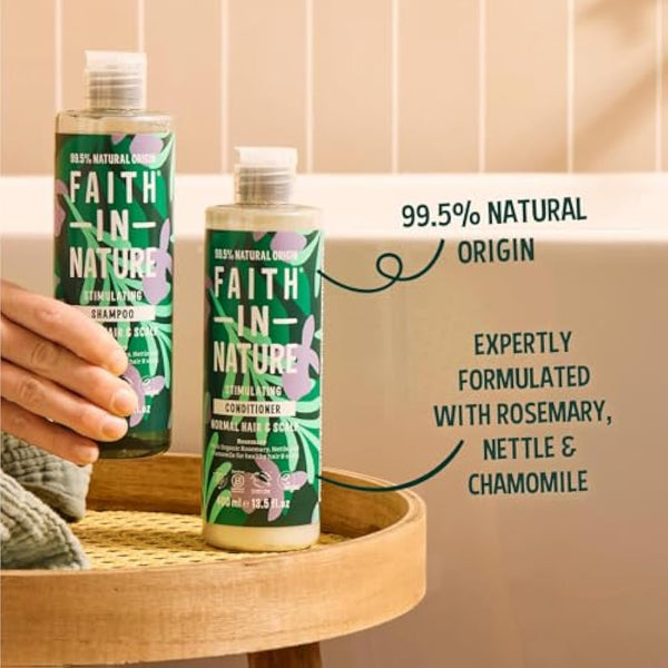 Faith In Nature Natural Rosemary Conditioner, Stimulating for Normal Hair & Scalp, Vegan & Cruelty Free, No SLS, Silicones or Parabens, 400ml