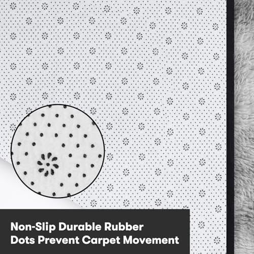 JOJOSEE Rugs Living Room, 160 x 230 cm Grey Area Rug, Anti Slip Soft Fluffy Shaggy Extra Large Floor Carpets Mat for Bedroom, Nursery Bedside (Light