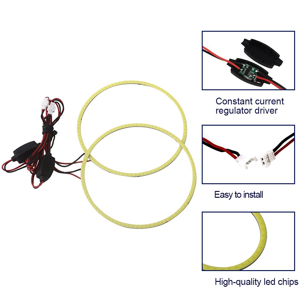 Qasim Car Angel Eyes COB Light Halo Ring 120MM 93SMD Headlight Lamp White 12V 24V(Pack of 2PCS)