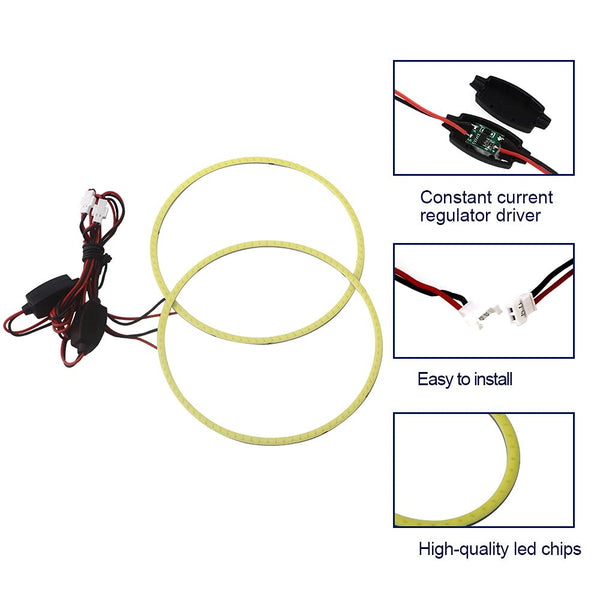 Qasim Car Angel Eyes COB Light Halo Ring 120MM 93SMD Headlight Lamp White 12V 24V(Pack of 2PCS)