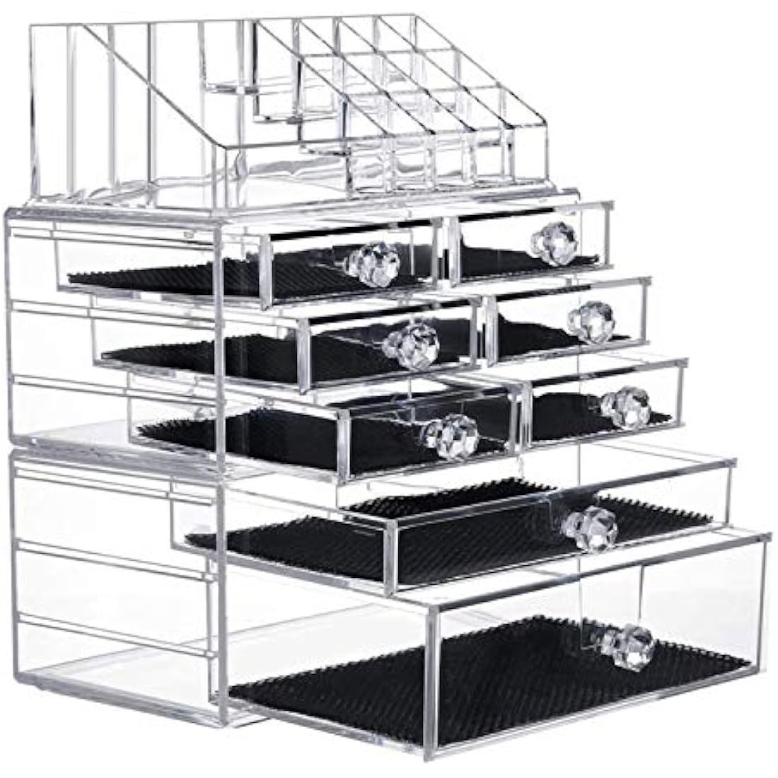 iPEGTOP Large Clear Acrylic Cosmetic Make up Organiser, 3 Tier Stackable 8 Drawers Makeup and Jewelry Storage Boxes Lipsticks Nail Polish Brushes Display Organizer for Bathroom Counter Dresser