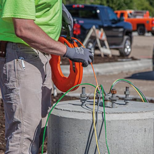 KLEIN TOOLS 56382 Fish Tape, Multi-Groove Fiberglass Wire Puller with Nylon Tip, Optimized Housing and Handle,Orange/Black, 15 m