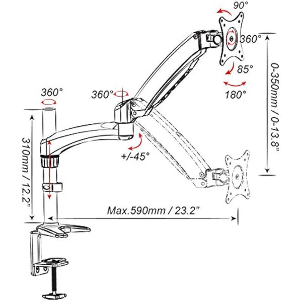 Amer Single Articulating Arm Mount for Monitor