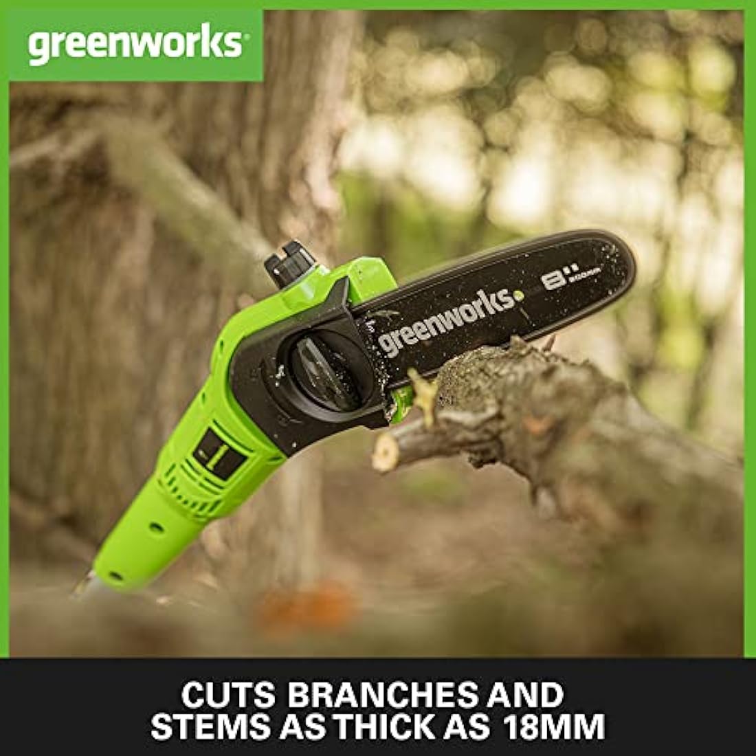 Greenworks G40PSH Cordless 2-in-1 Pole Saw and Pole Hedge Trimmer with Shoulder Strap, Pole Saw 20cm Bar, Trimmer 51cm Dual Action Blades, WITHOUT 40V Battery & Charger, 3 Year Guarantee