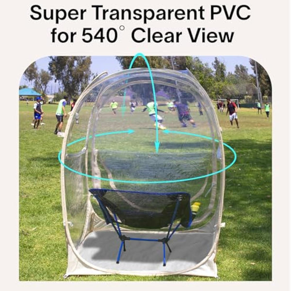 EighteenTek Sports Tent Weather Proof Pod Bubble Tent Outdoor Instant Pop Up Shelter Clear Large Specious 4-6 Person Lightweight Portable Patent Pending