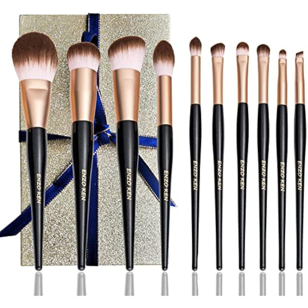 ENZO KEN Elegant Natural Goat Hair Makeup Brush Set with Gift Box, Natural Hair Makeup Brushes Set Professional, Make up Brushes Set Professional, Cosmetic Brush Makeup Set.