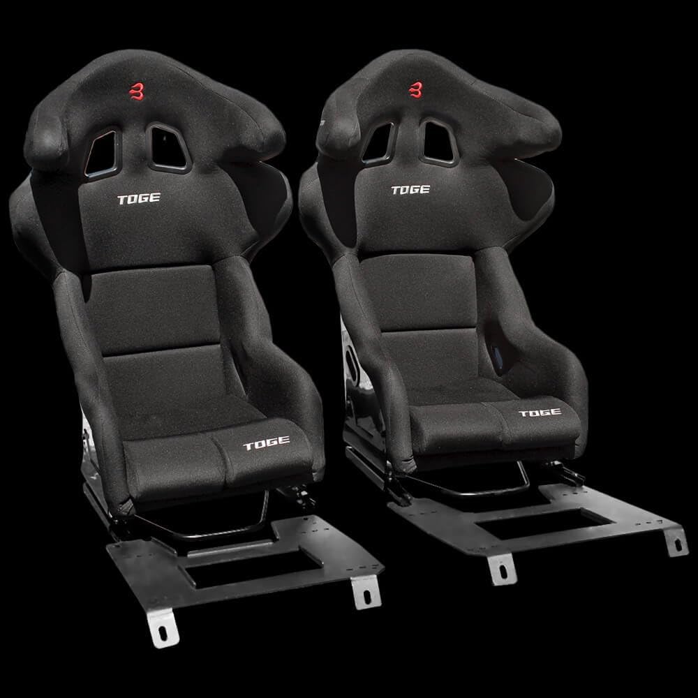 Set of Barbarian Fixed Bucket TOGE Racing Seats for MX5 Mk3 (NC Chassis) Mazda, Black Felt, Track, Race, Drift