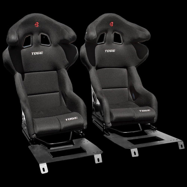 Set of Barbarian Fixed Bucket TOGE Racing Seats for MX5 Mk3 (NC Chassis) Mazda, Black Felt, Track, Race, Drift