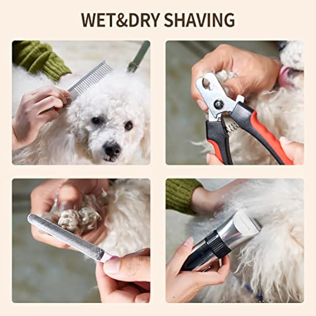BarberBoss Cordless Dog Grooming Clipper - Waterproof, Ceramic Blades, LED Display, Fast Charging, Electric Pet Clippers for Dogs & Cats, Pets Hair Trimmer, QR-9082