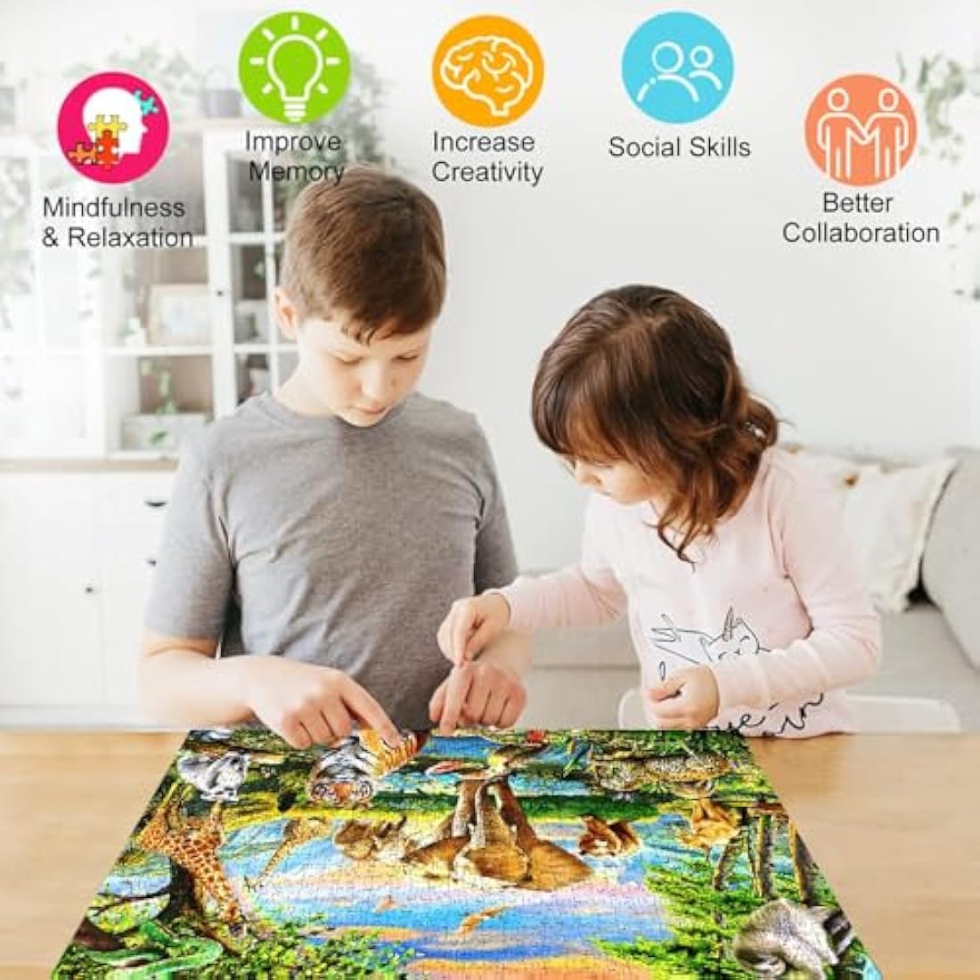 Jigsaw Puzzles 1000 Pieces for Adults puzzles for adults 1000 Piece Puzzle Educational Games-Safari Animal World