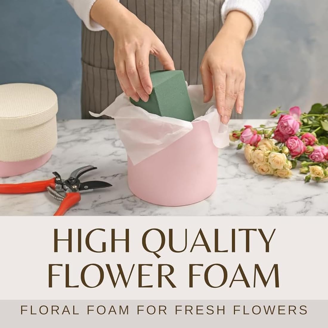 6 Wet Floral Foam Blocks for Fresh Flower Bouquet - Florists Foam Bricks for Artificial Flower Arrangement Supplies - Rectangular Flower Sponge Block
