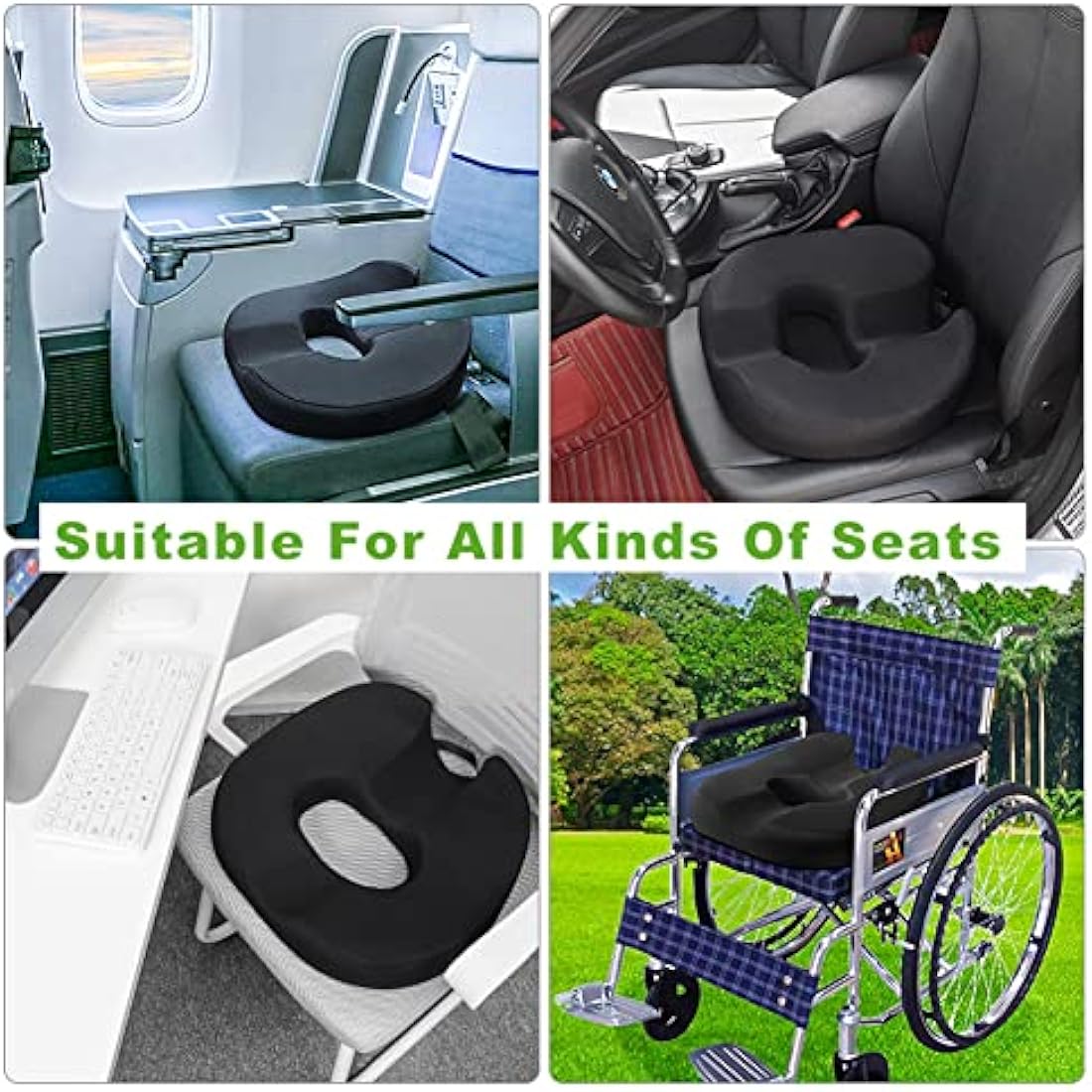 Donut Pillow Coccyx Seat Cushion for Prostate, Sciatica, Pelvic Floor, Pressure Sores, Pregnancy, Perineal Surgery, Postpartum Recovery Pain Pressure Relief Memory Foam Chair Pad