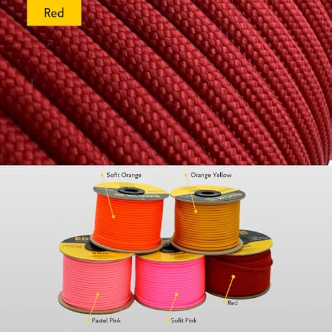 EdcX 4mm Rope 550 - Type III, 100% Rope, 7 Strand Rope, 4mm Rope in Solid Colors